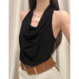 KYLETHOMASW  -  Sexy Knitted Backless Vest Women's Summer Design Unique Knot Exposure Back Outerwear Cotton Polyester Blend Breathable
