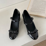 KYLETHOMASW  -  Gentle Wind Bow One Strap Mary Jane Shoes Women's Summer Block Heel Pump Shoes
