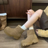 KYLETHOMASW  -  Women Winter Ankle Boots Thick Bottom Non-slip Platform Boots Faux Suede Plush Warm Waterproof Snow Boots for Women Botas Mujer