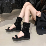 KYLETHOMASW  -  Spring Autumn Open Toe Internal Elevation Women Sandals Boots Ladies Casual Hollow Out Ankle Booties