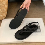 KYLETHOMASW  -  Women Flats Sandals Slides Shoes Summer Beach Luxury Female Flip flops Fashion Round Toe Ladies Flats Sandals Shoes