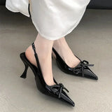 KYLETHOMASW  -  Luxury Designer Patent Leather Slingbacks High Heels Women Sexy Pointed Toe Bow High Heeled Sandals Elegant Dress Women Pumps
