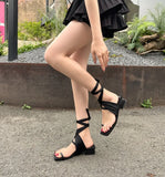 KYLETHOMASW  -  High Heeled Sandals for Women Summer New with Toe Straps Square Toe Medium Thick Heel Roman Shoes Niche Sandals for Women