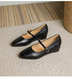 KYLETHOMASW  -  mary janes shoes woman height increasing flats soft leather ankle belt mocasines women elevator shoes zapatos de mujer 2025