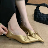 KYLETHOMASW  -  Elegant Women Shoes Low Heel Dress Shoes Shallow Fashion Gold Sexy Pointed Toe Pumps Ladies Office Shoes Zapatos De Mujer