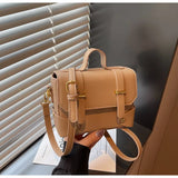 KYLETHOMASW  -  Ladies Fashionable PU Leather Square Box Bag Urban Simple Style Shoulder Crossbody Bag Daily Match Soft Hardness Zipper Opening