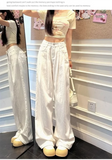 KYLETHOMASW  -  Pleated Wide Leg Jeans With a Hanging Feel Women's Summer Thin Design New High Waisted Loose Fit Slimming Straight Leg Mop Pants