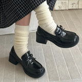 KYLETHOMASW  -  New Spring College Style Platform Women Loafers Shoes Fashion Shallow Slip On Shoes Elegant Thick Heel Leather Shoes