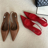 KYLETHOMASW  -  New Fashion Butterfly-knot Buckle Strap Woman Pumps Elegant Slingbacks Thin Low Heels Wedding Party Shoes