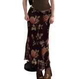 KYLETHOMASW  -  Elegant temperament rose fishtail skirt French medium long slim fit mesh elegant retro half skirt women's clothing