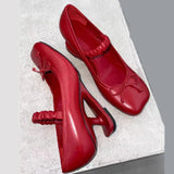 KYLETHOMASW  -  Sweet Bow Decoration Strange Heel Round Toe Mary Jane Shoes for Women Street Style Designer High Heels Elegant Party Dress Shoes