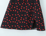 KYLETHOMASW  -  French Retro Black Print Bow Square Collar Short Elastic Puff Dress Women Zipper Back Slim Waist Slit Hem Mini Dresses Robe Blue