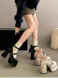 KYLETHOMASW  -  Night Club Platform Women Lolita Pumps Fashion Butterfly-knot High Heel Shoes New Spring Autumn Ladies Stripper Party Shoes