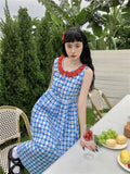 KYLETHOMASW  -  French Robe Age Reduction American Vintage Y2k Dress Sweet Plaid Dresses Summer Female Fashion Vestidos Para Mujer