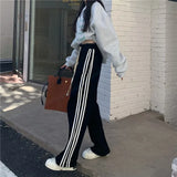 KYLETHOMASW  -  Striped Sport Sweatpants for Women Black Harajuku Korean Fashion Casual Pants Hippie Streetwear Preppy Trousers Aesthetic