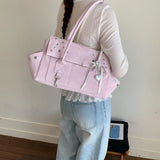 KYLETHOMASW  -  Women's PU Leather Rivet Star Handbag Sweet Cool Niche Aesthetic Daily Street Shoulder Tote Bag New Handbags and Purses
