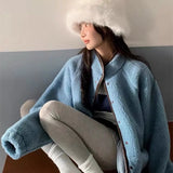 KYLETHOMASW  -  Women Thick Coat Solid Color Fleece Jacket Casual Style Loose Long Sleeve Warm Outerwear Autumn Winter Wear Coat For Ladies