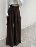 KYLETHOMASW  -  Early New Product Retro Temperament Drawstring Design Sense High Waist Hanging Sense Casual Mopping Pants Wide Leg Pants