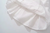 KYLETHOMASW  -  CHIC White Embroidery Lace Open Buttons Slash Shoulder Mini Dress Women Short Sleeve Slim Waist Dresses Holiday Robe Femme