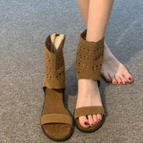 KYLETHOMASW  -  Spring Autumn Open Toe Internal Elevation Women Sandals Boots Ladies Casual Hollow Out Ankle Booties