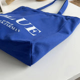 KYLETHOMASW  -  Blue Canvas Tote Bag Letter Printing Student Schoolbag With Zipper Shoulder Shopping Bags For Woman