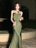 KIylethomasw Summer Women Sexy Spaghetti Strap Evening Party Prom Club 2024 New Elegant Backless Split Satin Long Dresses Female Vestidos