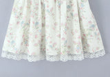 KYLETHOMASW  -  French Style Floral Print Mini Summer Dress Women Flying Sleeves V Neck Lace Spliced A-line Dresses Party Robe Vestidos