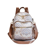 KYLETHOMASW  -  Large Capacity Women Casual Backpack Top Handle All-match Ethnic Style Shoulder Bag Pu Daypack Mini Travel Backpack Outdoor