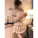 KYLETHOMASW  -  Autumn Elegant Vintage Mini Dress Women Casual Evening Party Y2k Dress Lace Design Japanese Kawaii One Piece Dress Korean