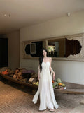 KYLETHOMASW  -  Summer French Vacation Bohemian Chic Dress Women's Lace Tulle Slim Tube Top Dress Backless Sexy Fairy-style Formal Gown Fashion
