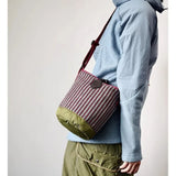 Kylethomasw Original Fashion Brand Designer Bag Niche Vintage Stripe Woolen Bucket Bag Commuter Shoulder Crossbody Bag Y2k Trendy Streetwear