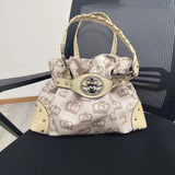 KYLETHOMASW  -  Y2k Retro Rivet Crown Metal Badge Shoulder Bag Stylish Simple Large Capacity Tote Bag Autumn Winter Elegant Women's Handbag New