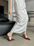 KYLETHOMASW  -  Sexy Thin Heels Woman Slippers Elegant Pointed Toe Shallow Buckle Strap Dress Pumps Female Mules Shoes