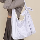 KYLETHOMASW  -  Korean Y2k Aesthetic Striped Shoulder Bags Fashion Chic Bow All Match Women's Handbags High-capacity Casual Simple Underarm Bag