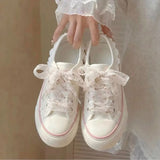 KYLETHOMASW  -  Girls Floral Lace Canvas Shoes New Summer Autumn Female Thick Bottom Casual Shoes Students Sweet Breathable Canvas Shoes