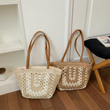 KYLETHOMASW  -  Vintage Crochet Woven Straw Shoulder Bag Women Large Capacity Beach Tote Bags New Trend Summer Handbags and Purses