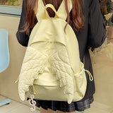 KYLETHOMASW  -  Cute 3d Angel Wings Backpack Women Light Yellow Nylon Drawstring Large Capacity Student School Bag Casual Travel Laptop Rucksack