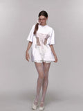 Kylethomasw Lace Hollow Out Oversized T Shirt Women Bikini Perspective Streetwear Tops American Retro Fashion Y2k Aesthetic Clothes