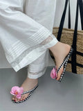 KYLETHOMASW  -  Summer Design Flower Geometric Clip Toe Low Flat Heels Women Slippers Fashion Casual Flip Flops Party Shoes