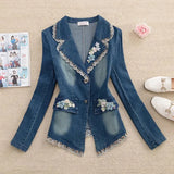 KYLETHOMASW  -  Denim Suit Casual Jacket Spring and Autumn New Embroidery Retro Slim Fit Cardigan Top Korean Version Western-Style