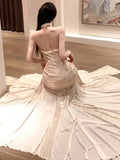 KYLETHOMASW  -  Evening Dresses Women Halter Sequins Wedding Party Backless Slim Sexy Mermaid Shiny Dress Cocktail Birthday Banquet