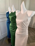 KYLETHOMASW  -  Luxury Solid Womens Long Dresses Sexy Elegant Ruffles Blue Chic Evening Dress Slim Fit Whit Canisole Green Mermaid Vestidos