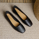 KYLETHOMASW  -  solid color soft bottom flats women square toe cozy working shoes female shallow mouth slip on loafers women mocasines size 43