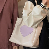 Kylethomasw Y2K Handbag Women Heart Printing Soft PU Leather Shoulder Bag Large Capacity Tote Bag Luxury Lady Shopping Bag 2024 New