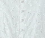 KYLETHOMASW  -  Sexy White Emboridery Flower Bow Ruched Chest Elastic Strap Mini Tank Dress Low Waist Spliced Folded Swing Women Sleeveless Robe