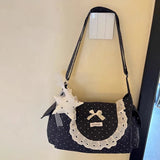 KYLETHOMASW  -  Polka Dot Square Bag Lace Bow Shoulder Bags Crossbody Bolsos mujer Sweet School Commuter Bolsa Bolso Korean Style Bolsas