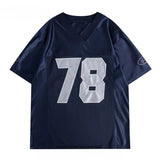 Kylethomasw Y2k Sport Number Oversized T Shirt Women Short Sleeve V-neck Basketball Tees American Retro Hip Hop Harajuku Casual Tops