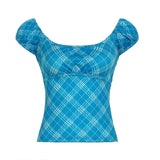KYLETHOMASW  -  Small Fresh Pure Desire Style Pattern Square Neck Short Sleeve T-shirt Summer New Tight Elastic Sexy Knitted Top