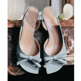 KYLETHOMASW  -  Light Blue Satin Bow Tie Slip-On Stilettos Sandals Woman Summer Pink Open Toe Rear Tripwire Women's French Casual Shoes
