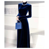 KYLETHOMASW  -  autumn and winter new base French high-end black Korean velvet dress for children  vintage dress  LOOSE FIT